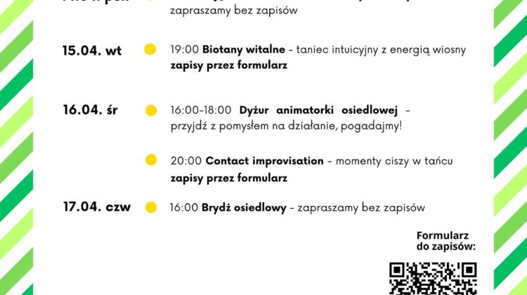 obraz tablica informacyjna białe tło na niej czarna czcionka ołbińskie centrum aktywności lokalnej wraz z opisem wydarzeń