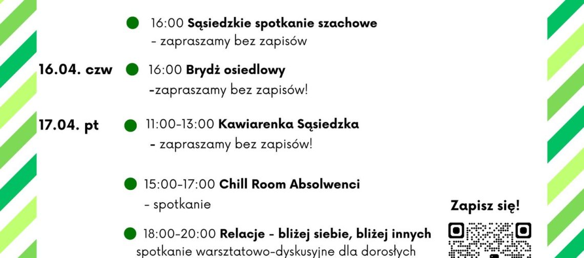 obraz tablica informacyjna białe tło na niej czarna czcionka ołbińskie centrum aktywności lokalnej wraz z opisem wydarzeń