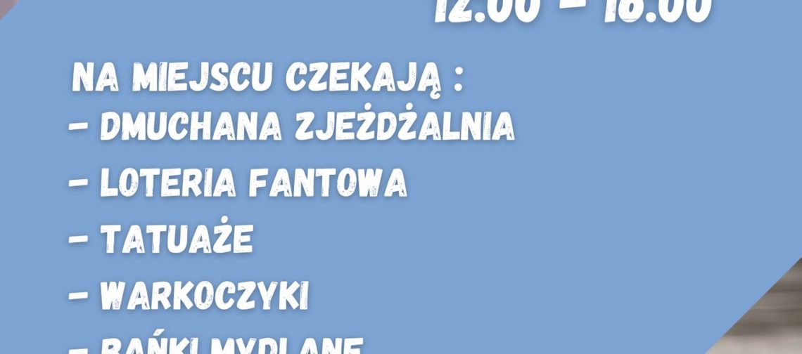 Plakat zapraszający na piknik osiedlowy w parku. Tło jest głównie jasnoniebieskie, w lewym górnym rogu widoczne są różowe kwiaty, a w prawym dolnym rogu lecąca kaczka o brązowo-szaro-zielonym upierzeniu i pomarańczowych łapach. Tekst na plakacie: PIKNIK OSIEDLOWY W PARKU TOŁPY 31 MAJA 2026 12:00 – 16:00 NA MIEJSCU CZEKAJĄ: – DMUCHANA ZJEŻDŻALNIA – LOTERIA FANTOWA – TATUAŻE – WARKOCZYKI – BAŃKI MYDLANE – MALOWANIE TWARZY – ZNAKOWANIE ROWERÓW I WIELE INNYCH ATRAKCJI! PRZYGRYWAĆ NAM BĘDZIE STRAŻACKA ORKIESTRA DĘTA Z DŁUGOŁĘKI Na dole są logotypy organizatorów i partnerów, między innymi: MOPS Miejska Biblioteka Publiczna Żółty Parasol i partnerzy MPK Wrocław Hydropolis oraz kilka innych instytucji i stowarzyszeń.